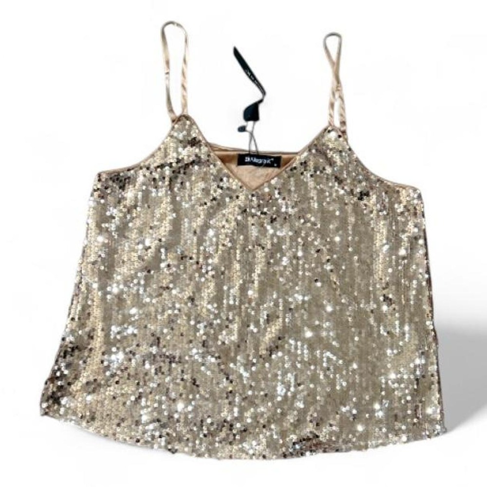 NWT Gold/bronze sequin tank top blouse